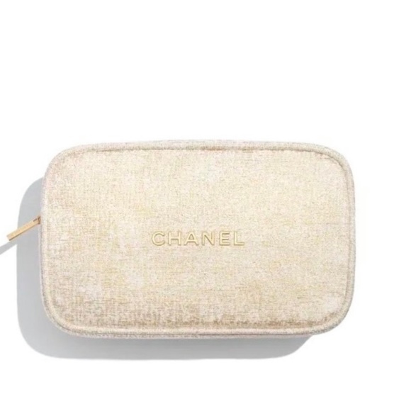 Authentic Chanel 2023 Cosmetic Pouch White Gold - Picture 3 of 8
